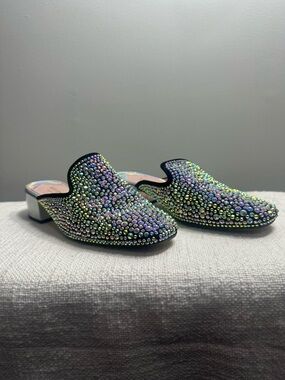 Kate Spade Rhinestone Embellished Mule Loafers | Iridescent Crystal | Size 10B